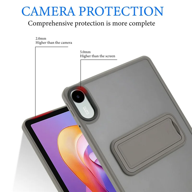 For Xiaomi Redmi Pad 2 / Pad SE 11 2025 Case with Kickstand TPU + PC Skin-Touch Tablet Cover - Grey