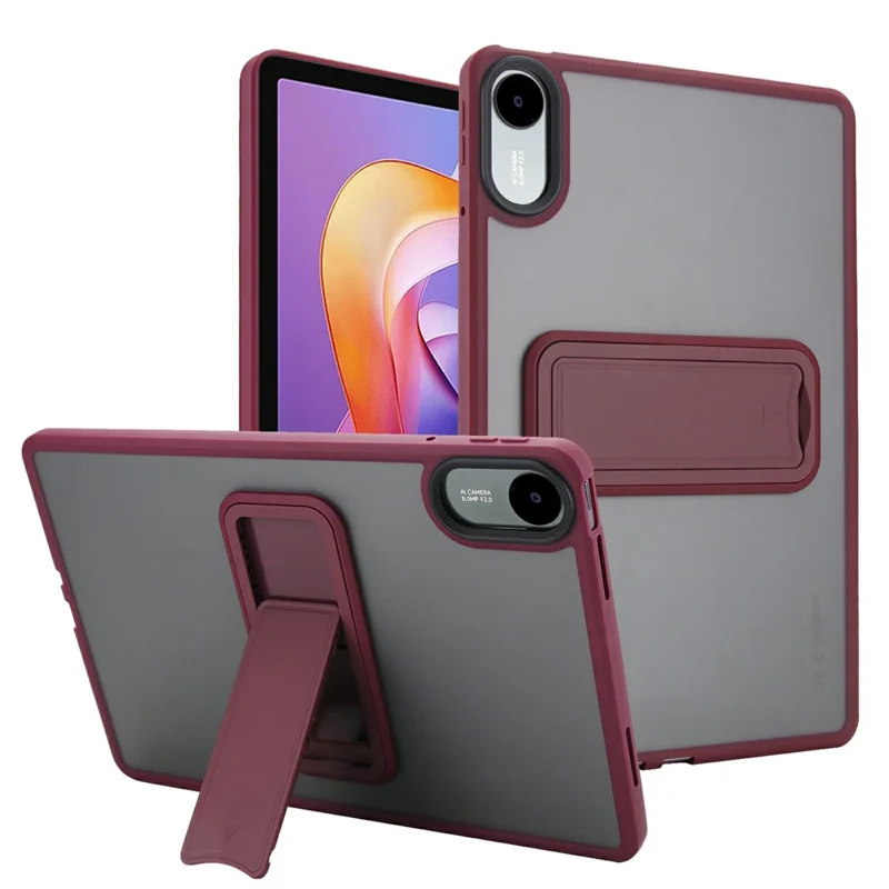For Xiaomi Redmi Pad 2 11 Case with Kickstand TPU + PC Skin-Touch Tablet Cover - Wine Red