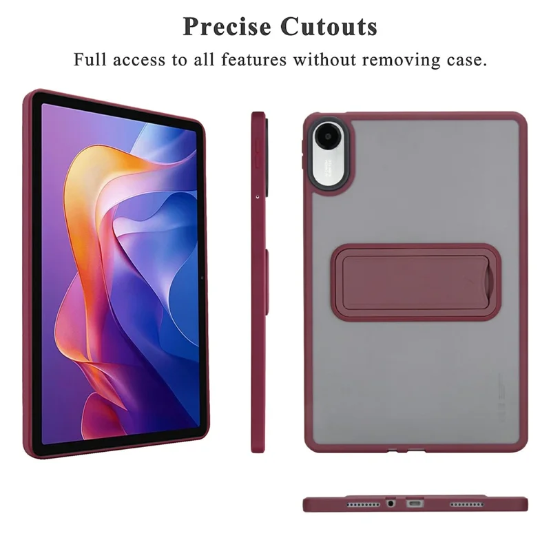 For Xiaomi Redmi Pad 2 11 Case with Kickstand TPU + PC Skin-Touch Tablet Cover - Wine Red