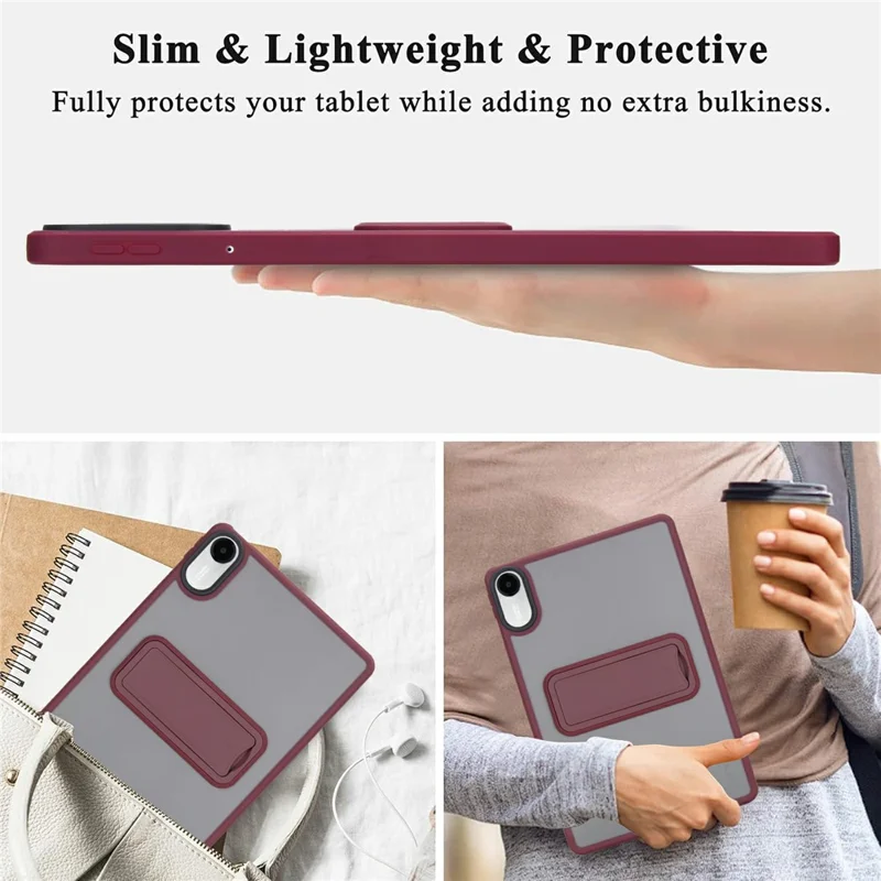For Xiaomi Redmi Pad 2 11 Case with Kickstand TPU + PC Skin-Touch Tablet Cover - Wine Red