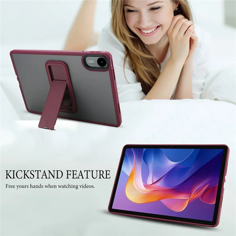 For Xiaomi Redmi Pad 2 11 Case with Kickstand TPU + PC Skin-Touch Tablet Cover - Wine Red