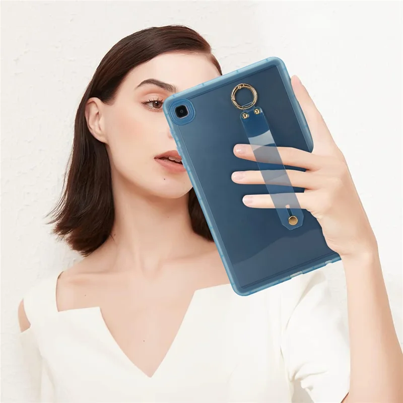 For Samsung Galaxy Tab A7 Lite 8.7-inch Case Shockproof TPU Tablet Cover with Wristband - Blue