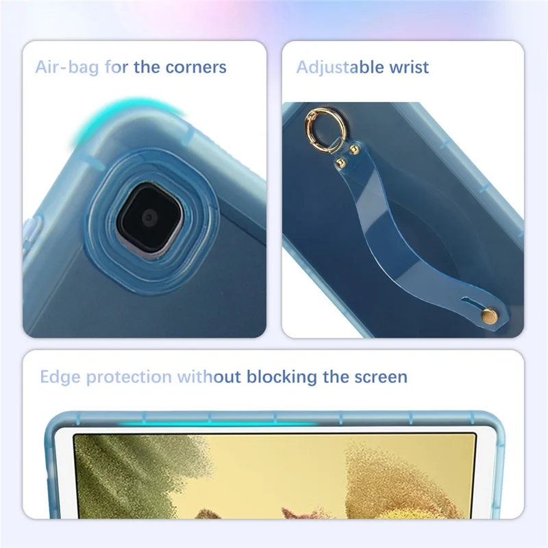 For Samsung Galaxy Tab A7 Lite 8.7-inch Case Shockproof TPU Tablet Cover with Wristband - Blue