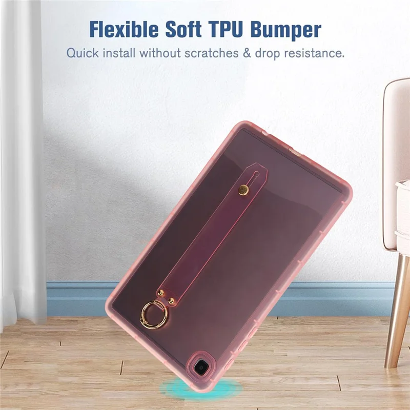 For Samsung Galaxy Tab A7 Lite 8.7-inch Case Shockproof TPU Tablet Cover with Wristband - Pink