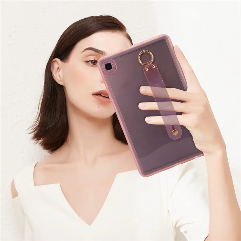 For Samsung Galaxy Tab A7 Lite 8.7-inch Case Shockproof TPU Tablet Cover with Wristband - Pink