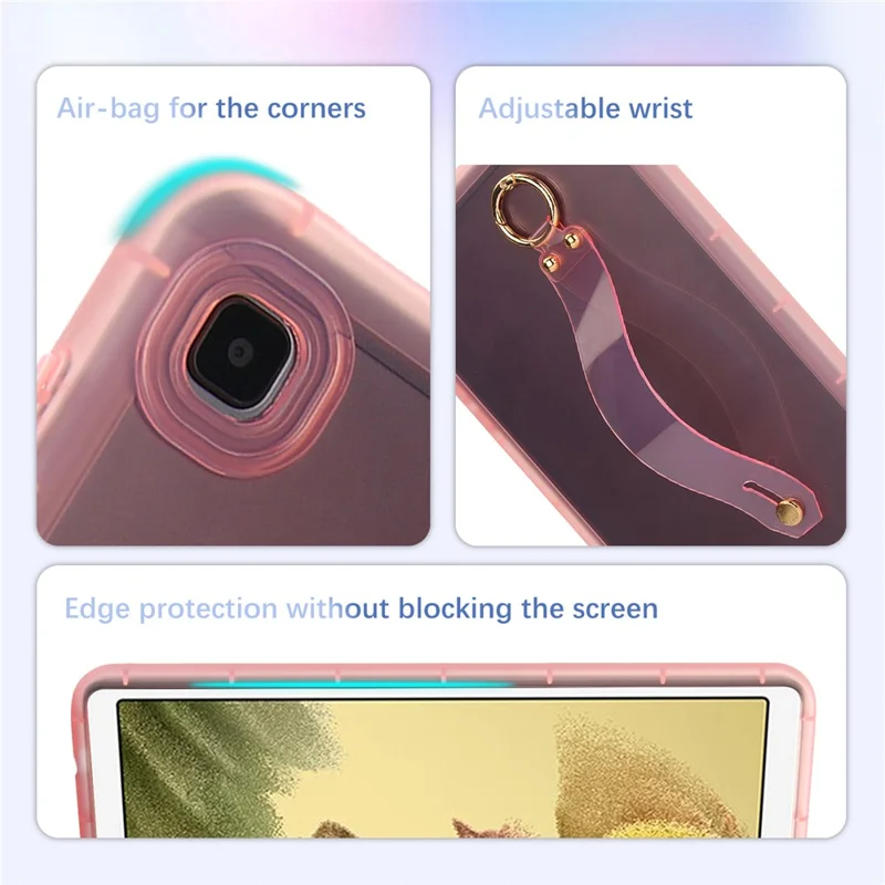 For Samsung Galaxy Tab A7 Lite 8.7-inch Case Shockproof TPU Tablet Cover with Wristband - Pink