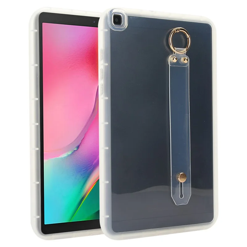 For Samsung Galaxy Tab A 8.0 (2019) SM-T290 (Wi-Fi) / SM-T295 (LTE) Case Shockproof TPU Tablet Cover with Wristband - Transparent