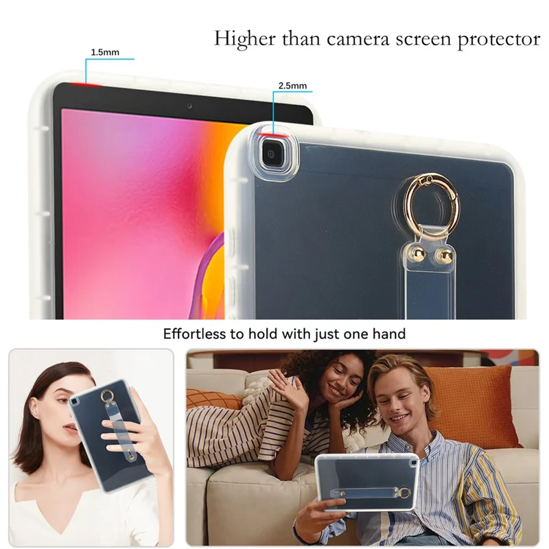 For Samsung Galaxy Tab A 8.0 (2019) SM-T290 (Wi-Fi) / SM-T295 (LTE) Case Shockproof TPU Tablet Cover with Wristband - Transparent