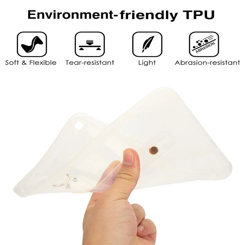 For Samsung Galaxy Tab A 8.0 (2019) SM-T290 (Wi-Fi) / SM-T295 (LTE) Case Shockproof TPU Tablet Cover with Wristband - Transparent