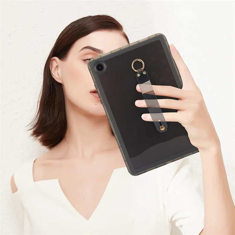 For Samsung Galaxy Tab A8 10.5 (2021) Case Shockproof TPU Tablet Cover with Wristband - Black