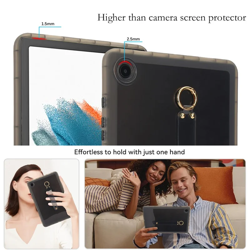 For Samsung Galaxy Tab A8 10.5 (2021) Case Shockproof TPU Tablet Cover with Wristband - Black