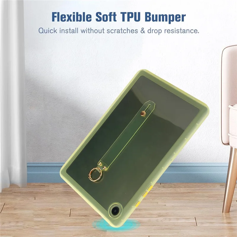 For Samsung Galaxy Tab A8 10.5 (2021) Case Shockproof TPU Tablet Cover with Wristband - Yellow