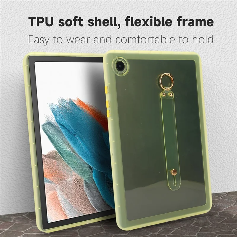 For Samsung Galaxy Tab A8 10.5 (2021) Case Shockproof TPU Tablet Cover with Wristband - Yellow