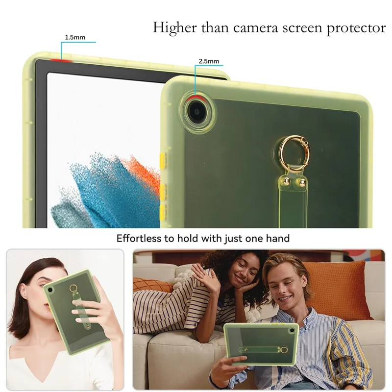 For Samsung Galaxy Tab A8 10.5 (2021) Case Shockproof TPU Tablet Cover with Wristband - Yellow