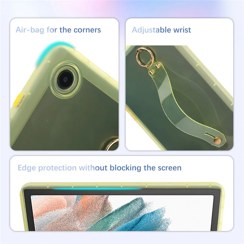 For Samsung Galaxy Tab A8 10.5 (2021) Case Shockproof TPU Tablet Cover with Wristband - Yellow