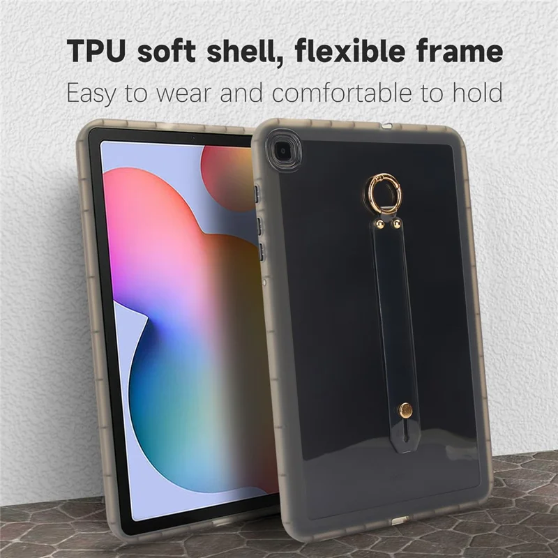 Tablet Case For Samsung Galaxy Tab S6 Lite (2024)  /  (2023)  /  (2022)  /  (2020) Shockproof TPU Cover with Wristband - Black