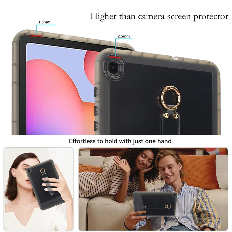 Tablet Case For Samsung Galaxy Tab S6 Lite (2024)  /  (2023)  /  (2022)  /  (2020) Shockproof TPU Cover with Wristband - Black