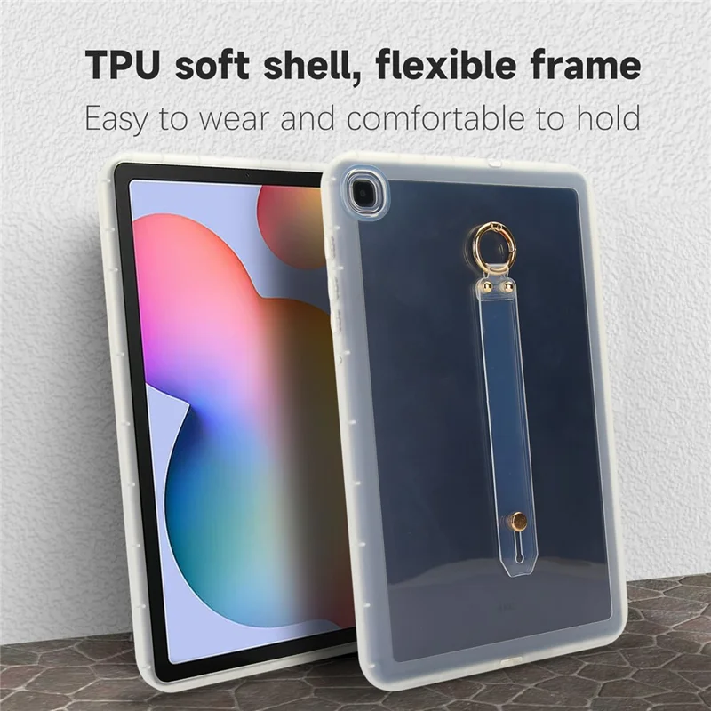 Tablet Case For Samsung Galaxy Tab S6 Lite (2024) / (2022) / (2020) Shockproof TPU Cover with Wristband - Transparent