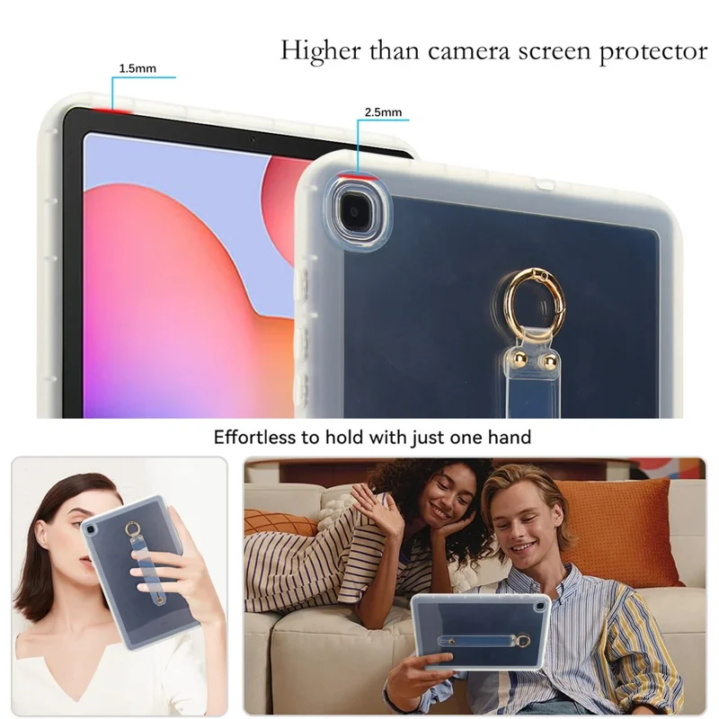 Tablet Case For Samsung Galaxy Tab S6 Lite (2024) / (2022) / (2020) Shockproof TPU Cover with Wristband - Transparent