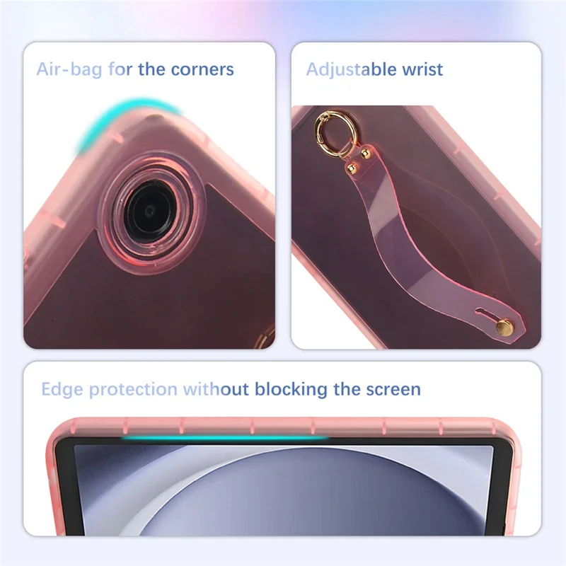 For Samsung Galaxy Tab A9 Case Shockproof TPU Tablet Cover with Wristband - Pink