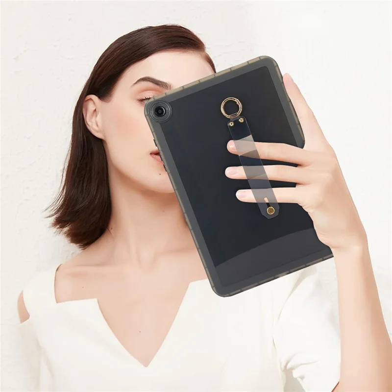 For Samsung Galaxy Tab A9+ Case Shockproof TPU Tablet Cover with Wristband - Black