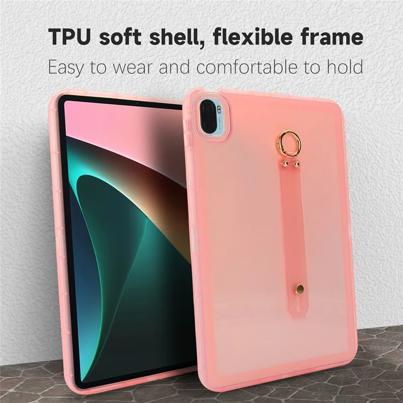 Für Xiaomi Pad 5 Pro / Pad 5 Hülle Stoßfest TPU Tablet-Schutzhülle mit Handschlaufe - Rosa