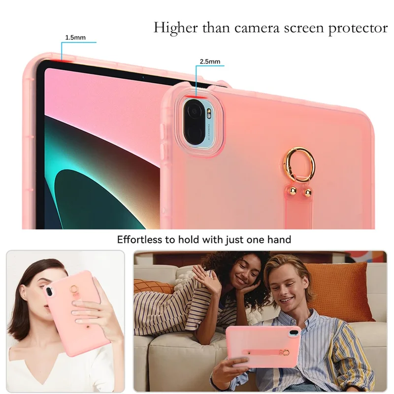Für Xiaomi Pad 5 Pro / Pad 5 Hülle Stoßfest TPU Tablet-Schutzhülle mit Handschlaufe - Rosa
