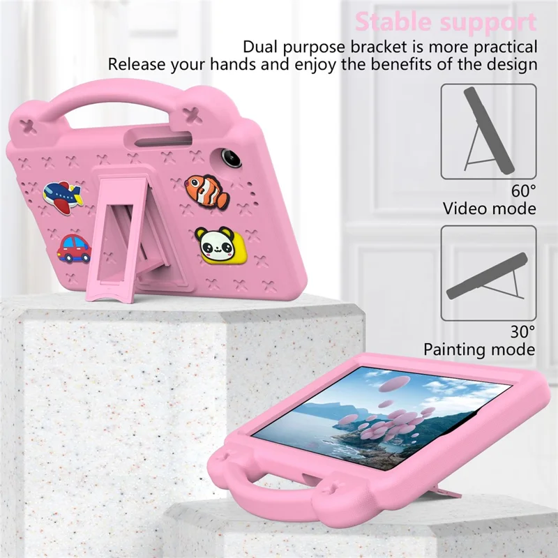 For Lenovo Tab K9  /  Tab One Case Kids Cartoon Patterns Hand Grip Kickstand Tablet EVA Cover - Pink