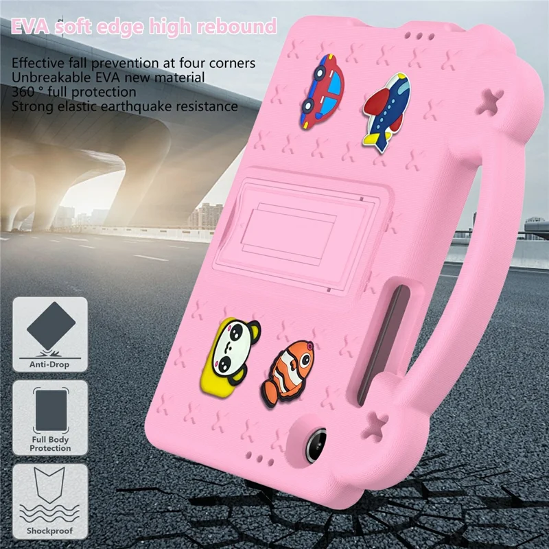 For Lenovo Tab K9  /  Tab One Case Kids Cartoon Patterns Hand Grip Kickstand Tablet EVA Cover - Pink