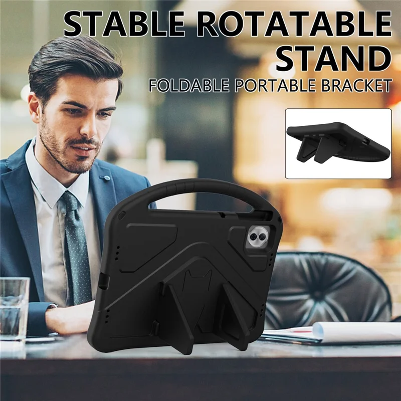 For Honor Pad 10 Case EVA Tablet Cover with Handle Kickstand Children Friendly - Black
