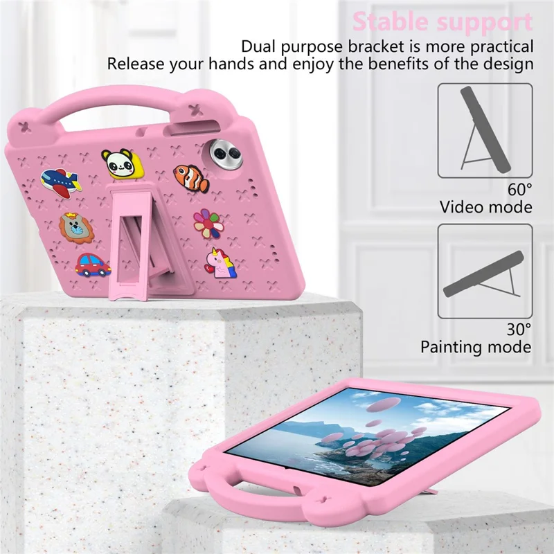 For Honor Pad 10 Case Kids Cartoon Patterns Hand Grip Kickstand Tablet EVA Cover - Pink