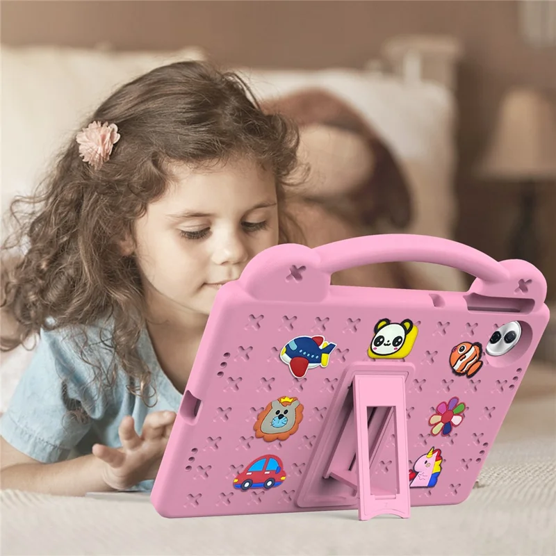 For Honor Pad 10 Case Kids Cartoon Patterns Hand Grip Kickstand Tablet EVA Cover - Pink