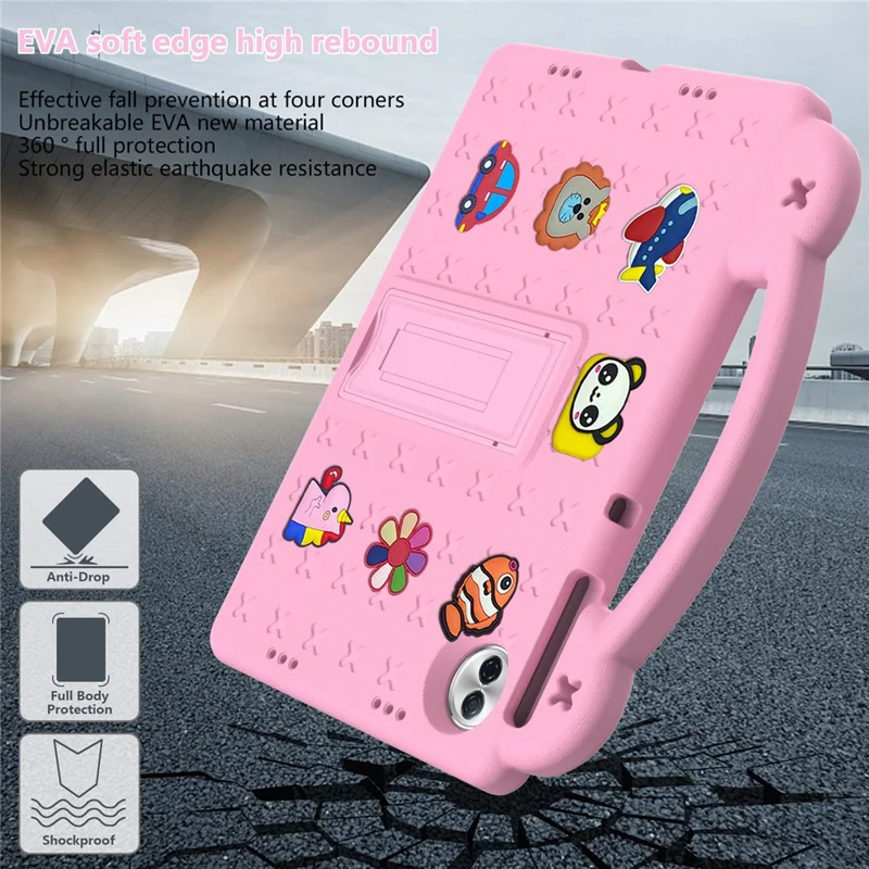 For Honor Pad 10 Case Kids Cartoon Patterns Hand Grip Kickstand Tablet EVA Cover - Pink
