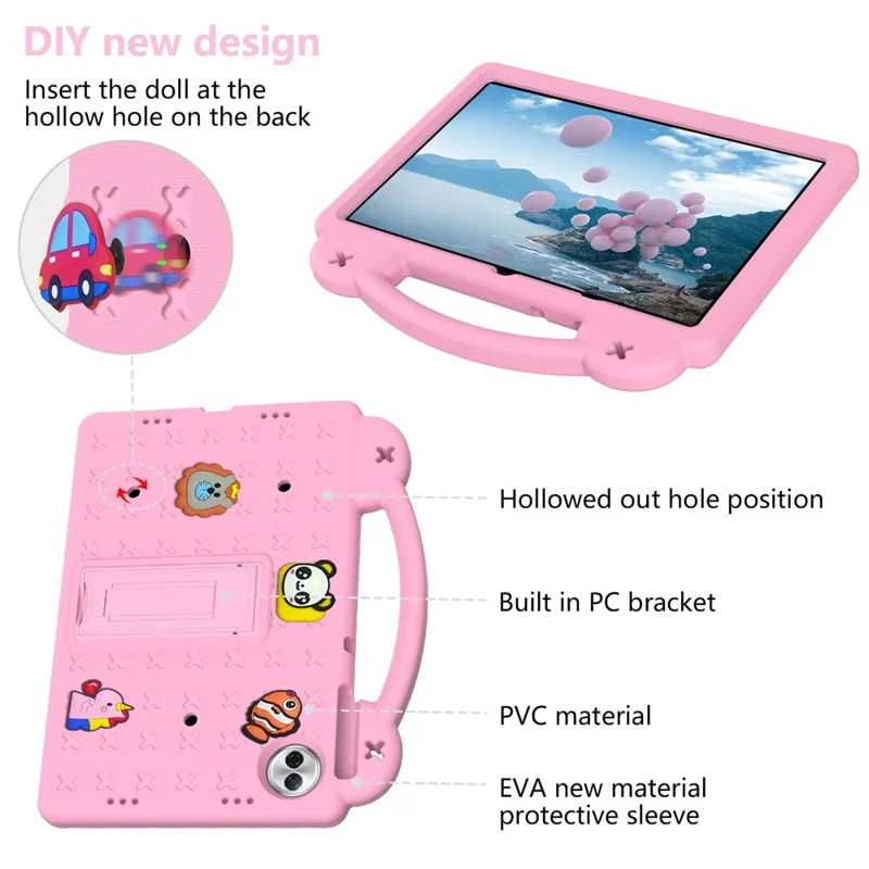 For Honor Pad 10 Case Kids Cartoon Patterns Hand Grip Kickstand Tablet EVA Cover - Pink