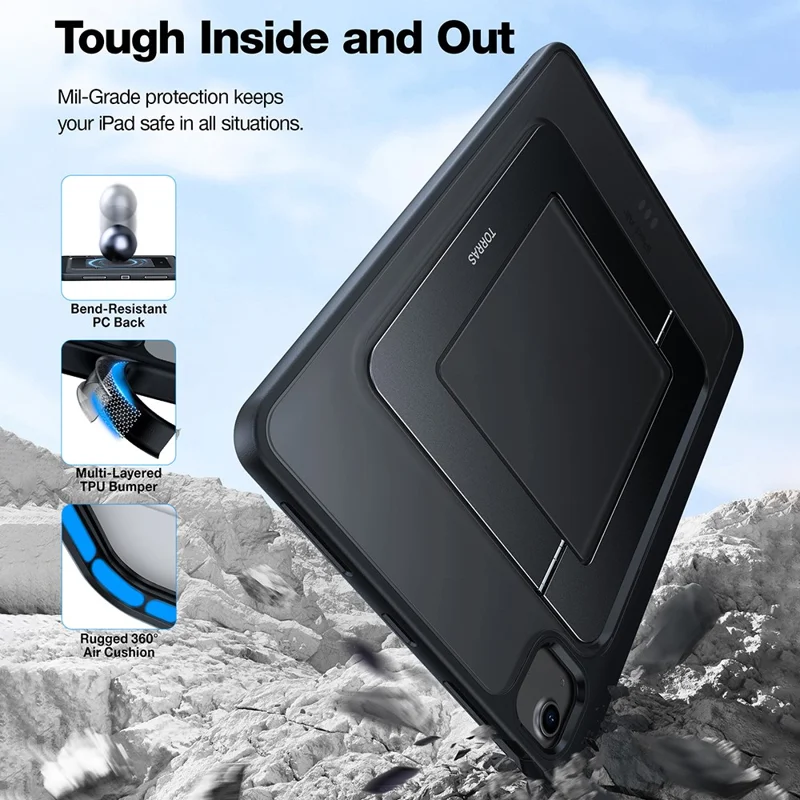 TORRAS Duo Series For iPad 10.9 (2022) Case Kickstand TPU PC Tablet Cover with Stylus Holder