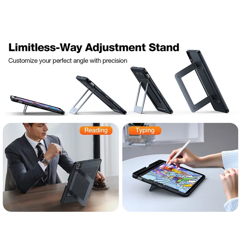 TORRAS Duo Series For iPad (2025) Case Kickstand TPU PC Tablet Cover with Stylus Holder