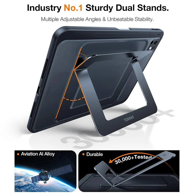 TORRAS Duo Series iPad Pro 13 (2024) Hülle mit Ständer TPU PC Tablet-Schutzhülle mit Stifthalter