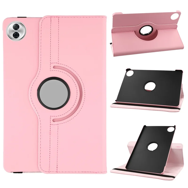 For Honor Pad 10 Case Rotating Stand PU Leather + PC Tablet Cover with Elastic Band - Pink