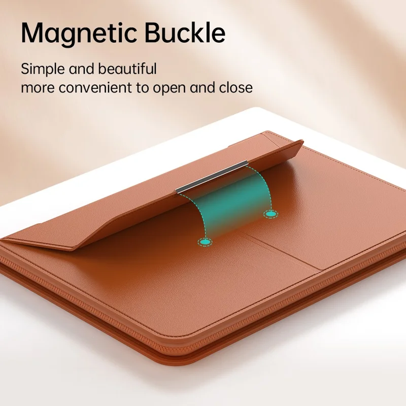 For 15 - 15.6 inch Laptop Sleeve with Stand PU Leather Detachable Case Protective Cover - Rose Gold