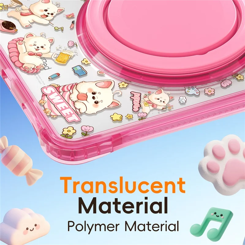 For iPad (2025) / iPad 10.9 (2022) Case Hand Grip Kickstand Pattern PC + TPU + Acrylic Tablet Cover - Pink