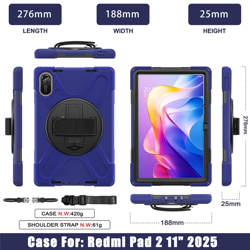 Für Xiaomi Redmi Pad 2 Hülle TPU + PC + Silikon Ständer Stoßfeste Tablet-Schutzhülle - Marineblau