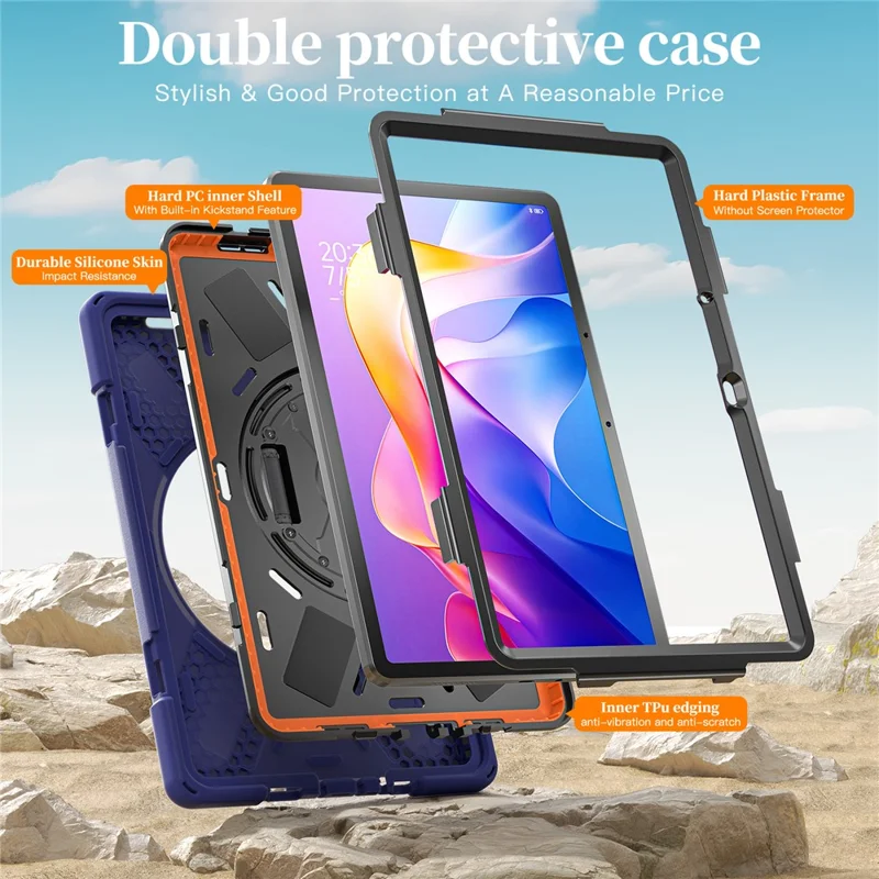 Für Xiaomi Redmi Pad 2 Hülle TPU + PC + Silikon Ständer Stoßfeste Tablet-Schutzhülle - Marineblau