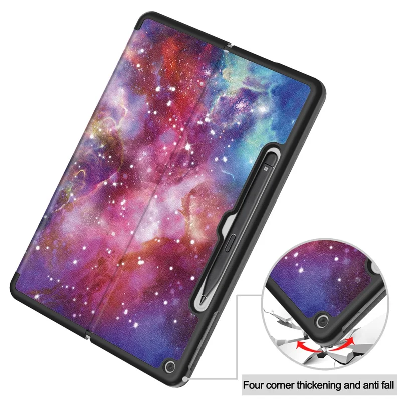 For Microsoft Surface Pro 12inch Case PU Leather Pattern Printing Stand Folio Tablet Cover - Galaxy