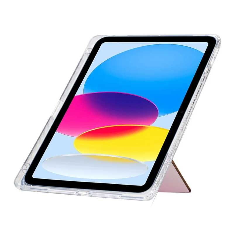 Tablet Case For iPad 9.7-inch (2018)  /  (2017)  /  Air 2  /  Air (2013) Y-Fold Stand Glitter Leather TPU Acrylic Clear Cover - Pink