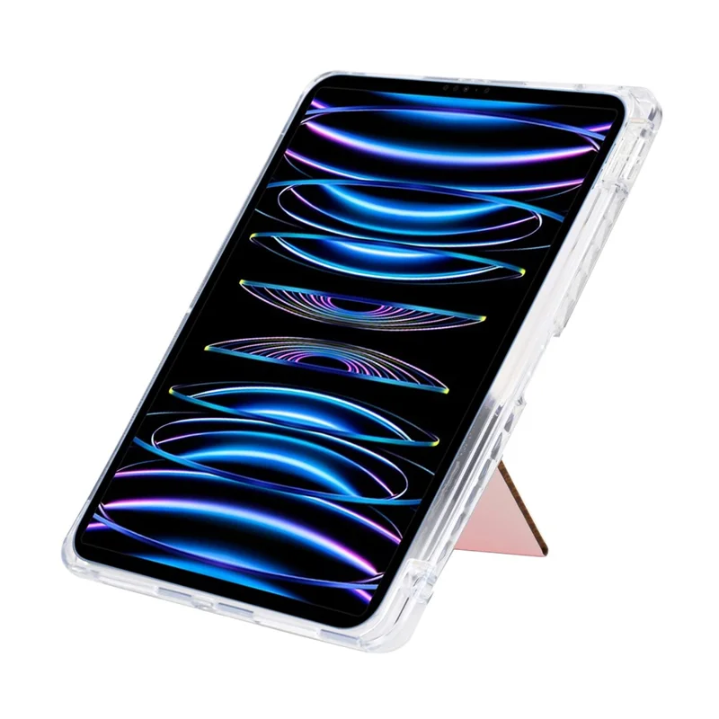 Tablet Case For iPad Pro 12.9 (2022)  /  (2021)  /  (2020)  /  (2018) Y-Fold Stand Glitter Leather TPU Acrylic Clear Cover - Rose Gold