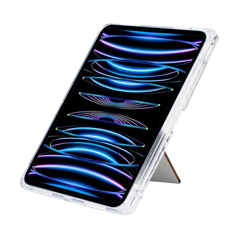 Tablet Case For iPad Pro 12.9 (2022)  /  (2021)  /  (2020)  /  (2018) Y-Fold Stand Glitter Leather TPU Acrylic Clear Cover - Silver