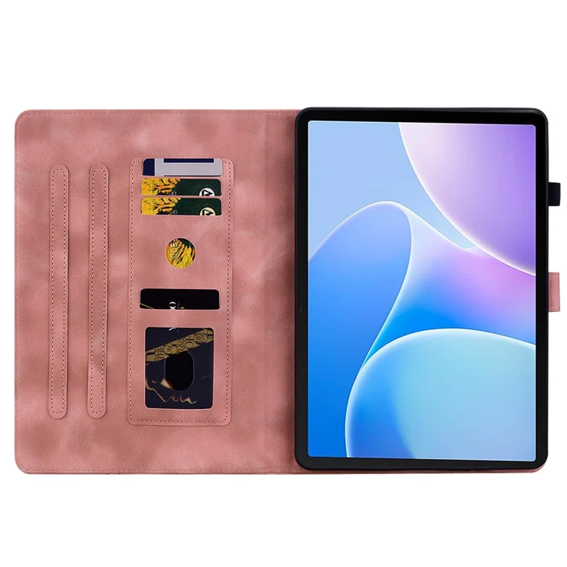 For Infinix Xpad 20 Case Lily Flower Imprint Card Slots Leather Tablet Cover - Pink