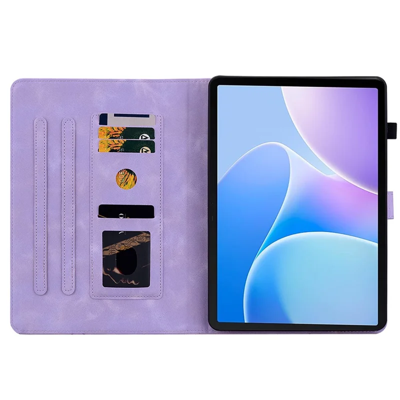 For Infinix Xpad 20 Case Lily Flower Imprint Card Slots Leather Tablet Cover - Purple