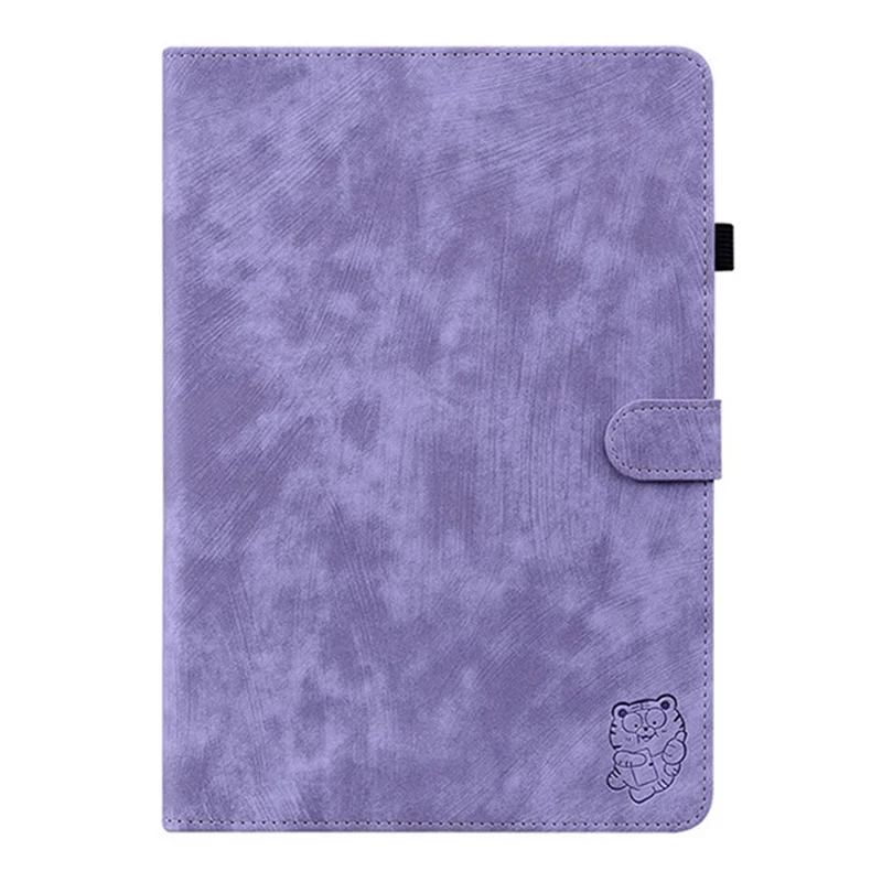 For Infinix Xpad 20 Case Tiger Imprint Anti-Scratch PU Leather Tablet Cover - Purple