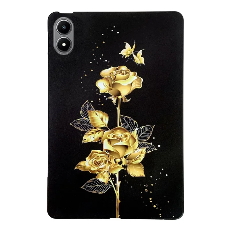 For Infinix Xpad 20 TPU Case Pattern Printing Slim Tablet Protective Cover - Golden Butterfly Rose
